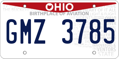 OH license plate GMZ3785