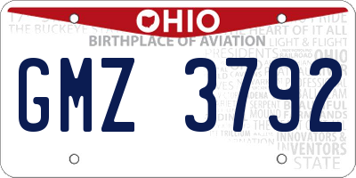 OH license plate GMZ3792