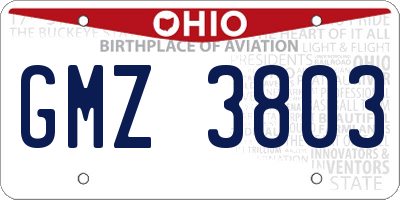 OH license plate GMZ3803