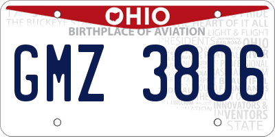OH license plate GMZ3806