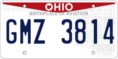 OH license plate GMZ3814