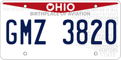 OH license plate GMZ3820