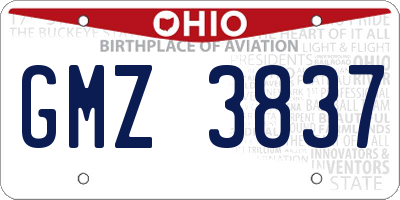 OH license plate GMZ3837