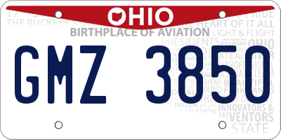 OH license plate GMZ3850