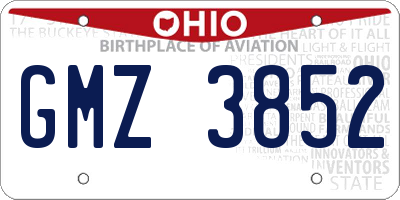 OH license plate GMZ3852
