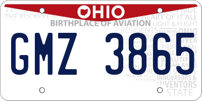 OH license plate GMZ3865
