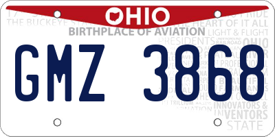 OH license plate GMZ3868