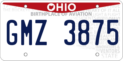 OH license plate GMZ3875