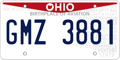 OH license plate GMZ3881