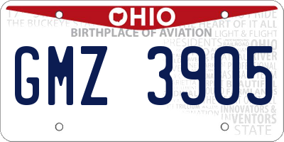 OH license plate GMZ3905