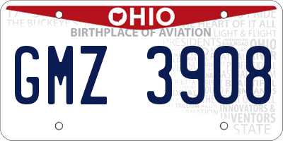 OH license plate GMZ3908