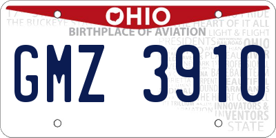 OH license plate GMZ3910