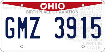 OH license plate GMZ3915