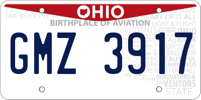 OH license plate GMZ3917