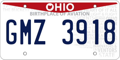OH license plate GMZ3918