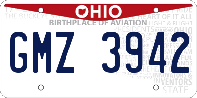 OH license plate GMZ3942