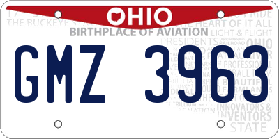OH license plate GMZ3963