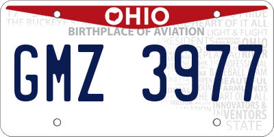 OH license plate GMZ3977