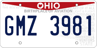 OH license plate GMZ3981
