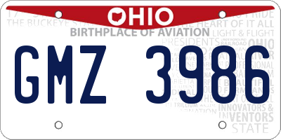 OH license plate GMZ3986
