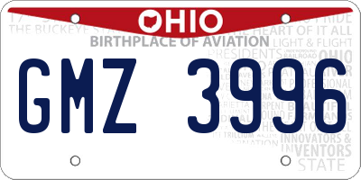 OH license plate GMZ3996