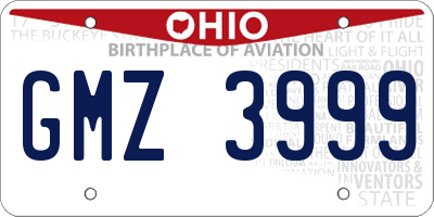 OH license plate GMZ3999