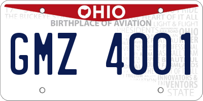 OH license plate GMZ4001