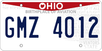 OH license plate GMZ4012