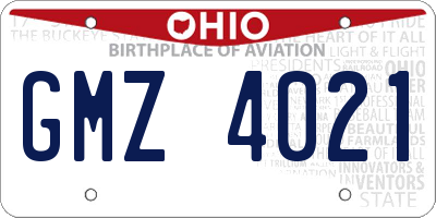 OH license plate GMZ4021