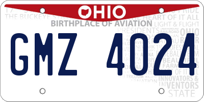 OH license plate GMZ4024