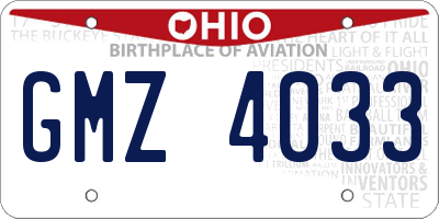 OH license plate GMZ4033