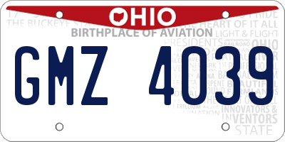 OH license plate GMZ4039