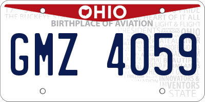 OH license plate GMZ4059