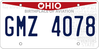OH license plate GMZ4078