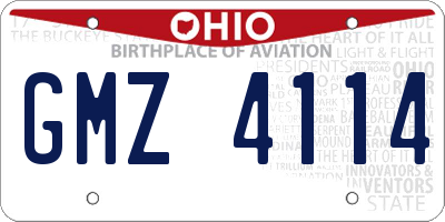 OH license plate GMZ4114