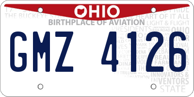 OH license plate GMZ4126