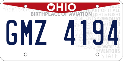 OH license plate GMZ4194