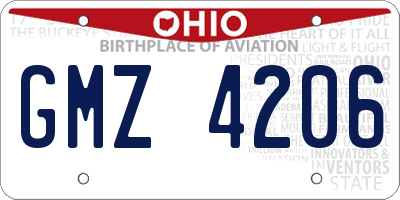 OH license plate GMZ4206