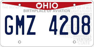 OH license plate GMZ4208