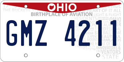 OH license plate GMZ4211