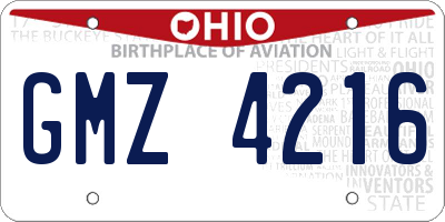 OH license plate GMZ4216
