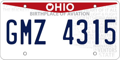 OH license plate GMZ4315