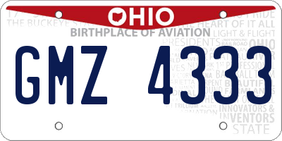 OH license plate GMZ4333