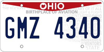 OH license plate GMZ4340