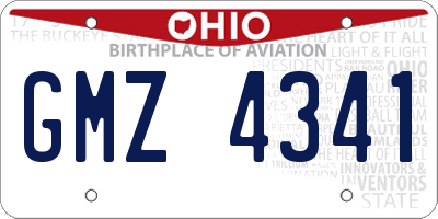 OH license plate GMZ4341