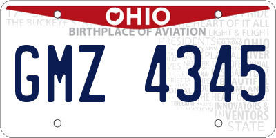 OH license plate GMZ4345