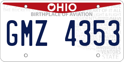 OH license plate GMZ4353