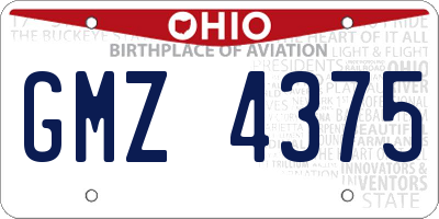 OH license plate GMZ4375