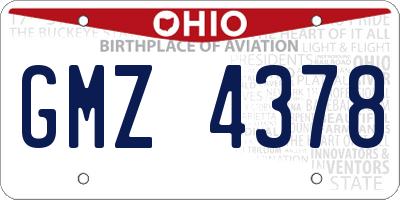 OH license plate GMZ4378