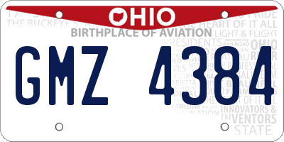 OH license plate GMZ4384